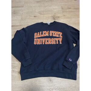 Salem State University Vtg Crew Neck Sweatshirt Size L Blue Massachusetts Boston